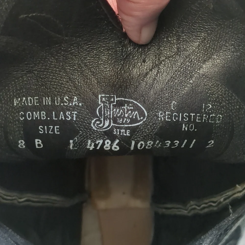 Justin Black Women's Cowboy Boots, Size 8 - Picture 5 of 7